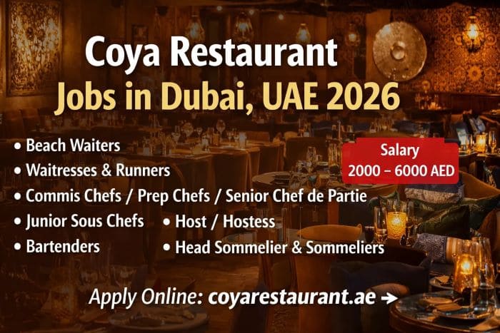 Coya Restaurant Jobs in Dubai UAE 2026 – Apply Online Today